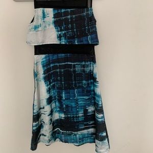 Black and aqua color party dress